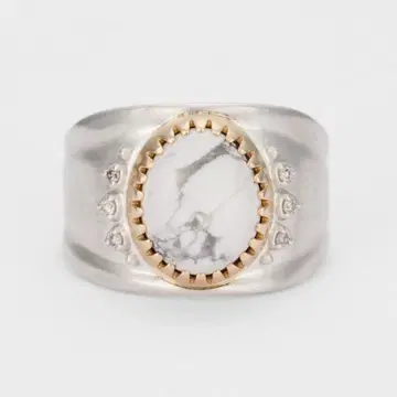 agete 실버 925 K5 골드 마그네사이트 스톤 반지