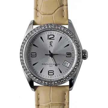 새상품 박스 포함 로베르타 손목시계 여성용 스와로브스키 실버 베이지