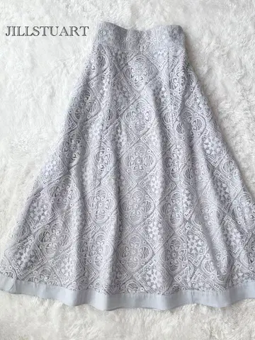 JILLSTUART 전체 레이스 플레어 스커트 그레이 M