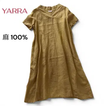 YARRA 린넨 100% 롱 원피스 [ F ] 린넨 반팔 산황색 일본제