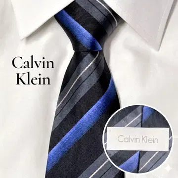 [캘빈클라인] 넥타이 스트라이프 패턴 비즈니스 실크 100% 일본제