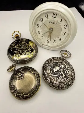 회중시계 3점 + SEIKO 탁상시계 묶음 정크 앤티크풍 N17