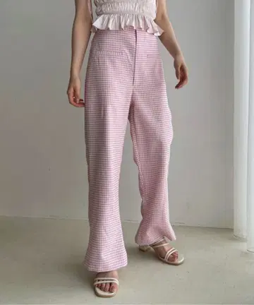 [익일 배송] Heaher 깅엄 체크 하이웨스트 팬츠