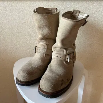 엔지니어 부츠 스웨이드 25cm 쇠심 들어간 베이지 워크 부츠 아메카지