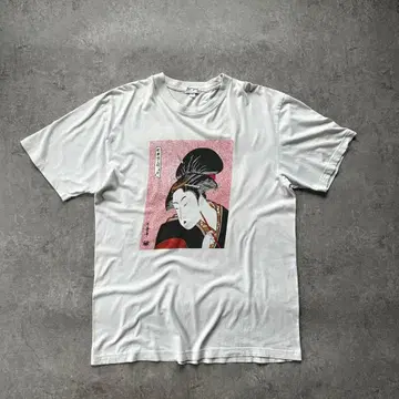 00s 우키요에 t셔츠/아트 t셔츠 화이트 3L 기타가와 우타마로