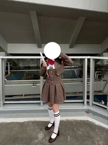 이코러브 참전복 체크 무늬 자켓과 스커트 세트