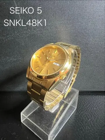 세이코 5 SNKL48K1 자동 와인딩 시계 골드