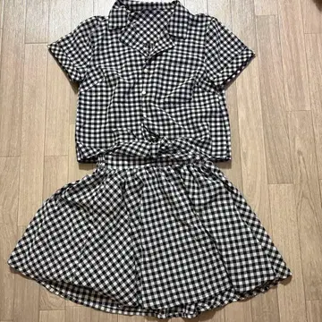 [ 새상품급 ] INGNI 깅엄 체크 셋업 스커트 셔츠 M 사이즈