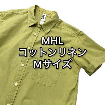 MHL. 코튼 린넨 워크 셔츠 그린 M / 턱 스트랩 반팔