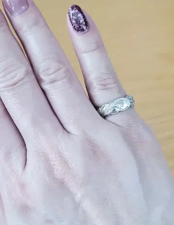 실버925 하와이안 주얼리 반지 플루메리아 조각 넓은 폭 약 13호