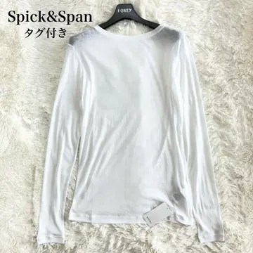 택 포함 새상품 스픽 앤 스팬 시어 보트넥 풀오버 긴팔 화이트