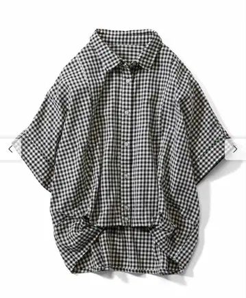 [ 4L ] 깅엄 체크 반팔 셔츠 스커트 셋업