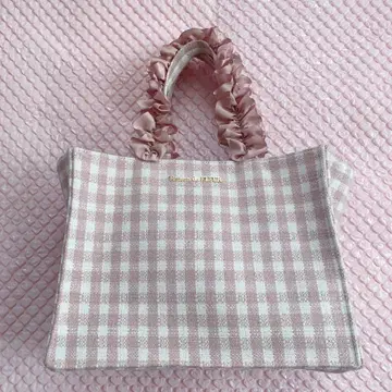 Maison de FLEUR 트위드 스퀘어 토트백 핑크