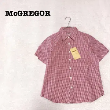 DE0362 [맥레거] 셔츠 [M] 반팔 깅엄 체크 택 포함 미사용품