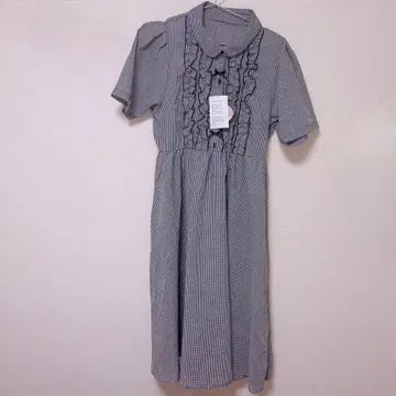 시마무라 아오키 미사코 프릴 깅엄 체크 원피스 L 사이즈 블랙