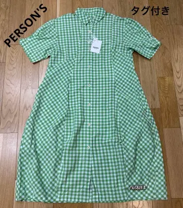 [ 미사용품 ] PERSON'S 그린 컬러 깅엄 체크 반팔 셔츠 원피스