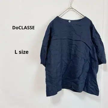 DoCLASSE 린넨 100% 블라우스 L 네이비 벌룬 슬리브