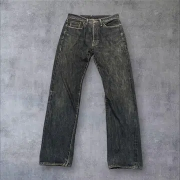 45rpm 데님 팬츠 31 일본제 다크 네이비 세로 워싱 버튼 플라이