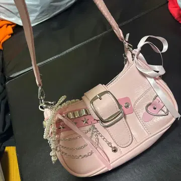 헤이세이 레트로 공주 갸루 핸드백 핑크 스터드 체인 핸드백