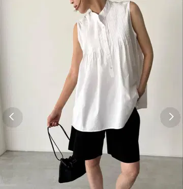 CANAL JEAN diggity 슬리브리스 셔츠 화이트 코튼