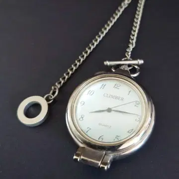 CLIMBER 클라이마크 2중 덮개 루페 회중시계 체인 포함 작동