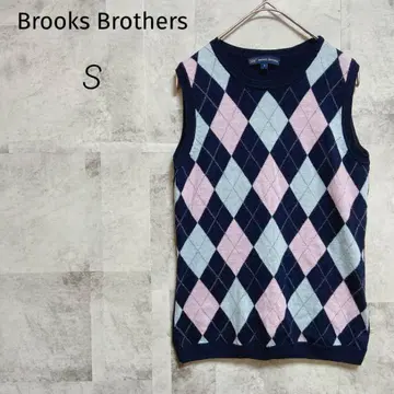 Brooks Brothers [ S ] 베스트 V넥 네이비 아가일 무늬
