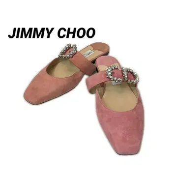 JIMMY CHOO 플랫 샌들 핑크 비쥬 실버 스톤 로우