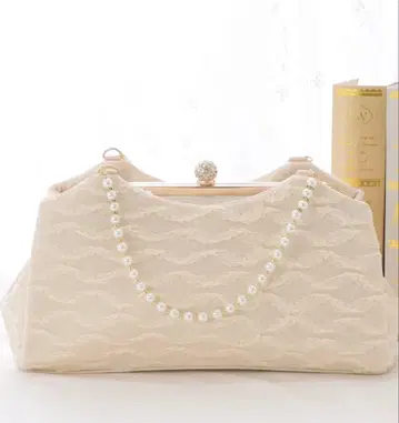 레이스 레이디스 펄 핸들 가마구치 레이스 파티 백