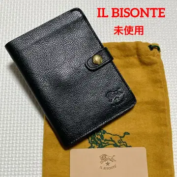 미사용 IL BISONTE 일비종떼 가죽 이단 접이식 지갑 블랙 콘초
