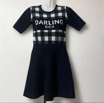 Darich 다리치 깅엄 체크 니트 미니 원피스 블랙