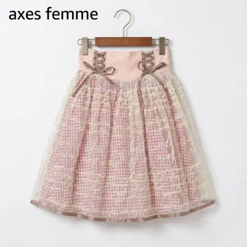 [새상품] 엑시즈팜 포에틱 메시지 자수 튤 깅엄 체크