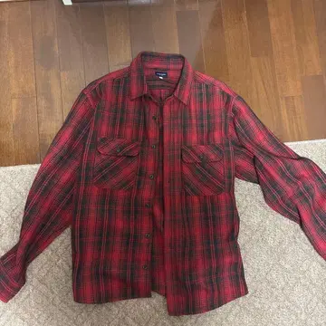 BACK NUMBER 레드 블랙 체크 플란넬 셔츠 L