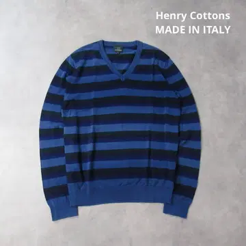 Henry Cottons / 이탈리아제 니트 보더 V넥 스웨터