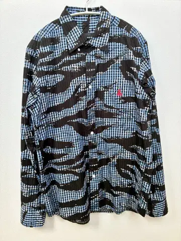 [컨디션 최상] SOPHNET. 깅엄 체크 타이거 카모 셔츠 L 일본제
