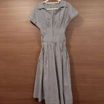 SNIDEL 깅엄 체크 프론트 지퍼 원피스