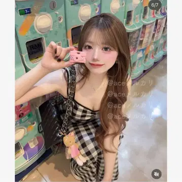 darich 깅엄 자카드 니트 롱 원피스 다리치