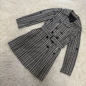 FRAGILE 플라질 [ M/38 ] 깅엄 체크 코트 블랙 x 화이트