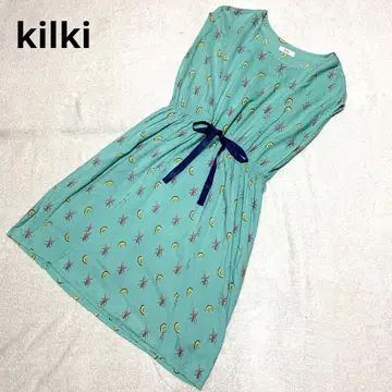 [ kilki ] 키르키 원피스 곤충 수박 패턴 리본 슬리브리스