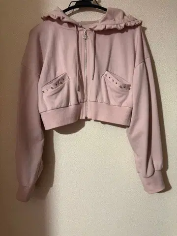 LAFARY closet 로고 스터드 후드 맨투맨 핑크 라파리