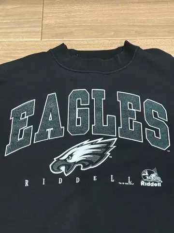 90s NFL 이글스 XL 사이즈 맨투맨 Riddell 블랙 짧은 기장