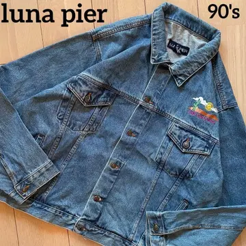 [극상] 레어 원포인트 자수 Luna Pier 90년대 데님 자켓