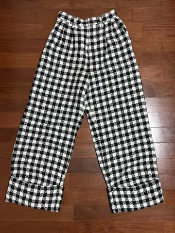 더블 스탠다드 클로징 깅엄 체크 와이드 팬츠