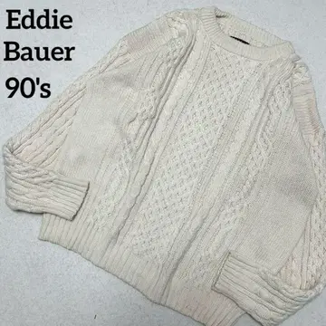 [초레어] EddieBauer 80년대~90년대 블랙택 코튼 케이블 니트