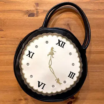 SWIMMER 시계 디자인 원형 숄더백 레트로 자수 블랙