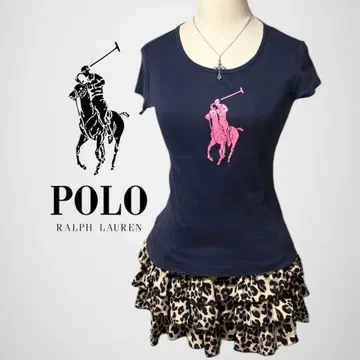 POLO 랄프 로렌 T셔츠 피치T 반팔 네이비 핑크 빅 포니