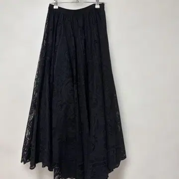 레이스 플레어 롱 스커트 블랙