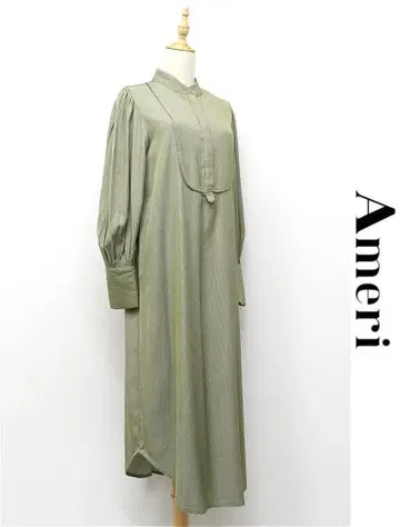 A407/새상품급 AMERI VINTAGE 롱 원피스 스트라이프 M 그린