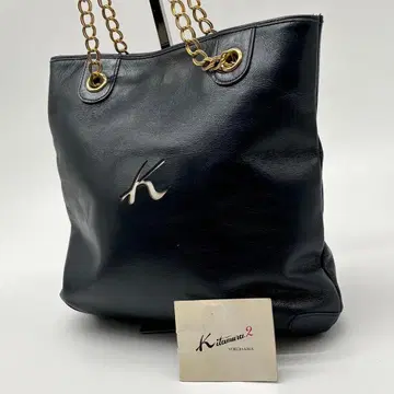 키타무라 핸드백 토트백 천연 가죽 가죽 체인 핸들 네이비