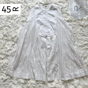 레어 최근 45R 슬리브리스 블라우스 린넨 코튼 화이트 현행