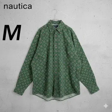 90s nautica 노티카 긴팔 셔츠 코몬 무늬 그린 M